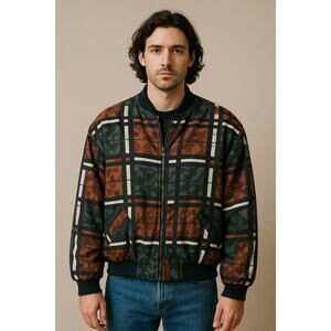 Montage Pour Homme Vintage Bomber Jacket 100% Silk Size Medium